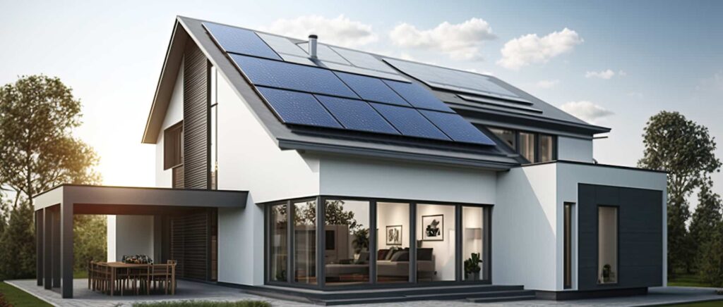 Solar panels on roof of a house - solar energy benefits