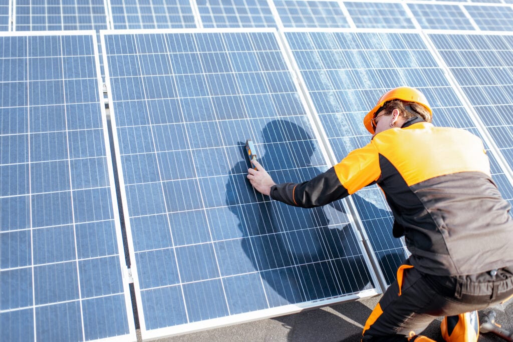 Solar Energy Contractors maintaining a commercial grid-tied solar system